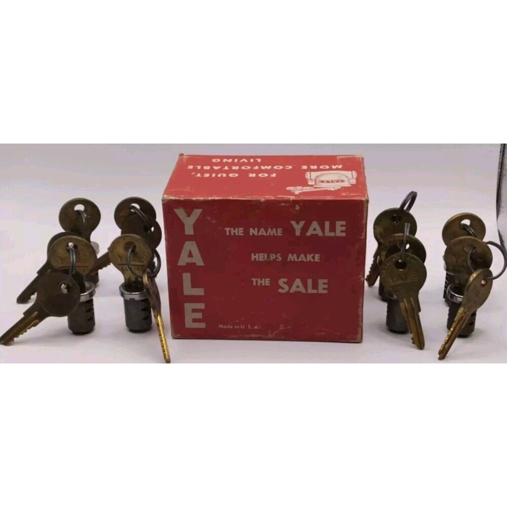 8) NOS w/Box Yale And Towne Filing Cabinet Lock Core & Keys LL 233 V-54526 48547